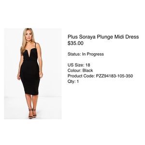 boohoo black midi dress